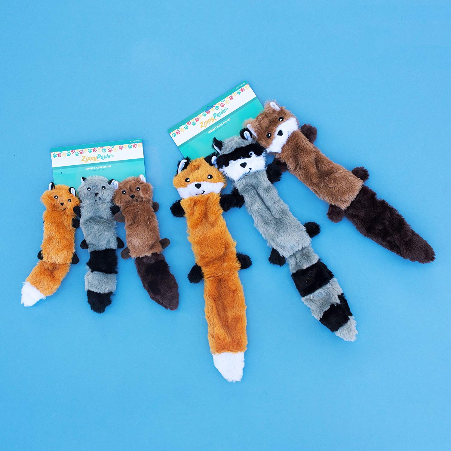 ZippyPaws Skinny Peltz No Stuffing Squeaky Dog Toy for Endless Fun