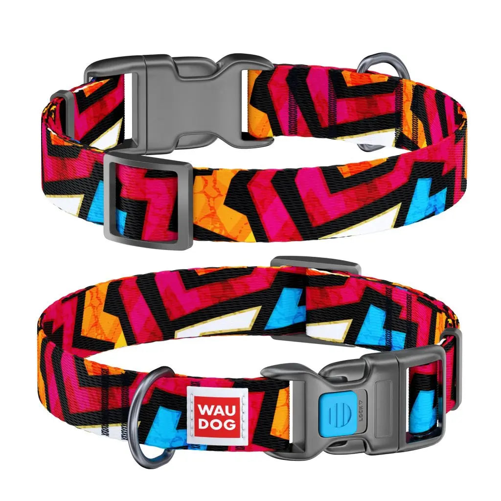 WAUDOG Nylon Graffiti Dog Collar: Stylish, Durable, Adjustable, & Comfortable