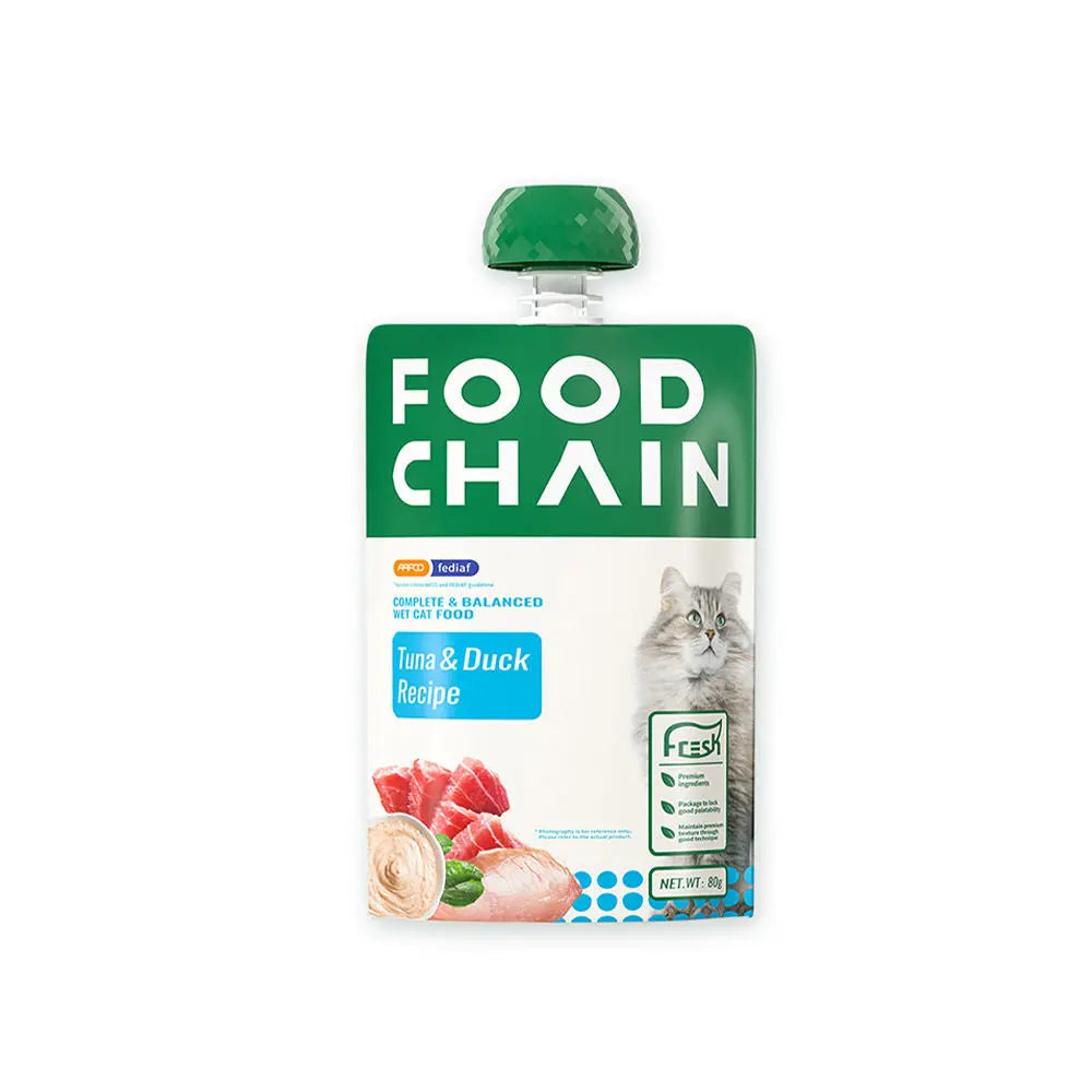 Food Chain Tuna and Duck Recipe Wet Cat Food 80g Pouch