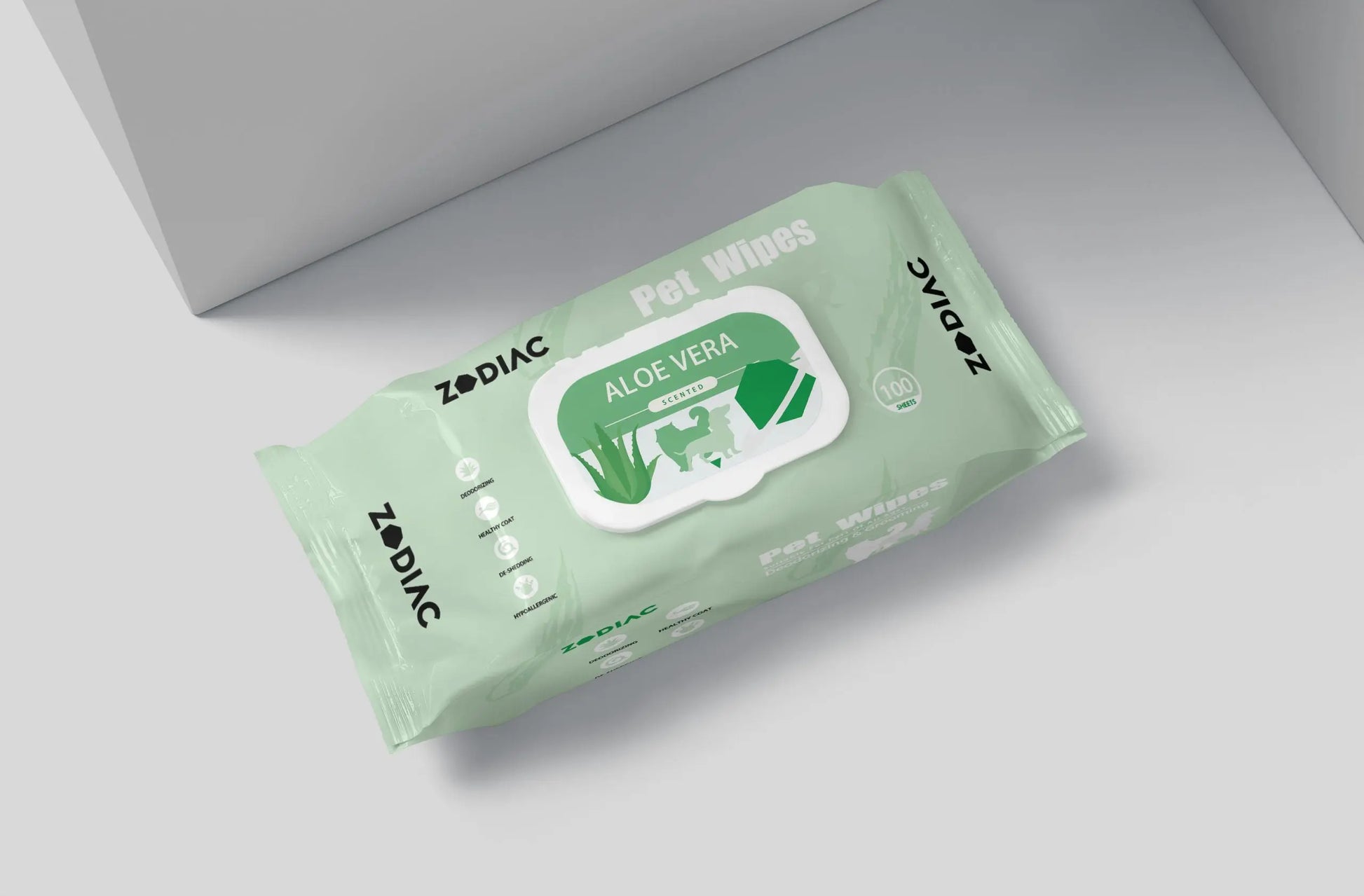 Zodiac Aloe Vera Pet Wipes 100 Pack - Gentle Cleaning for Dogs & Cats