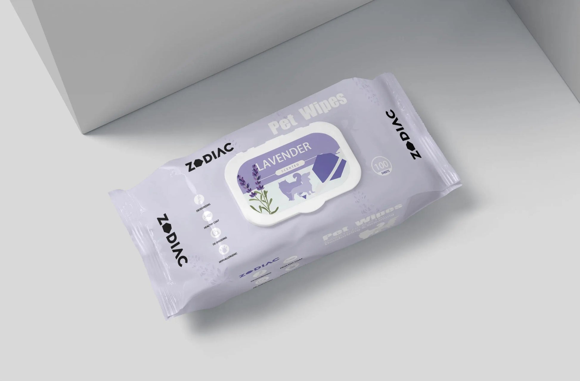Zodiac Lavender Scented Pet Wipes: Gentle Cleaning for Dogs & Cats, 100 Count