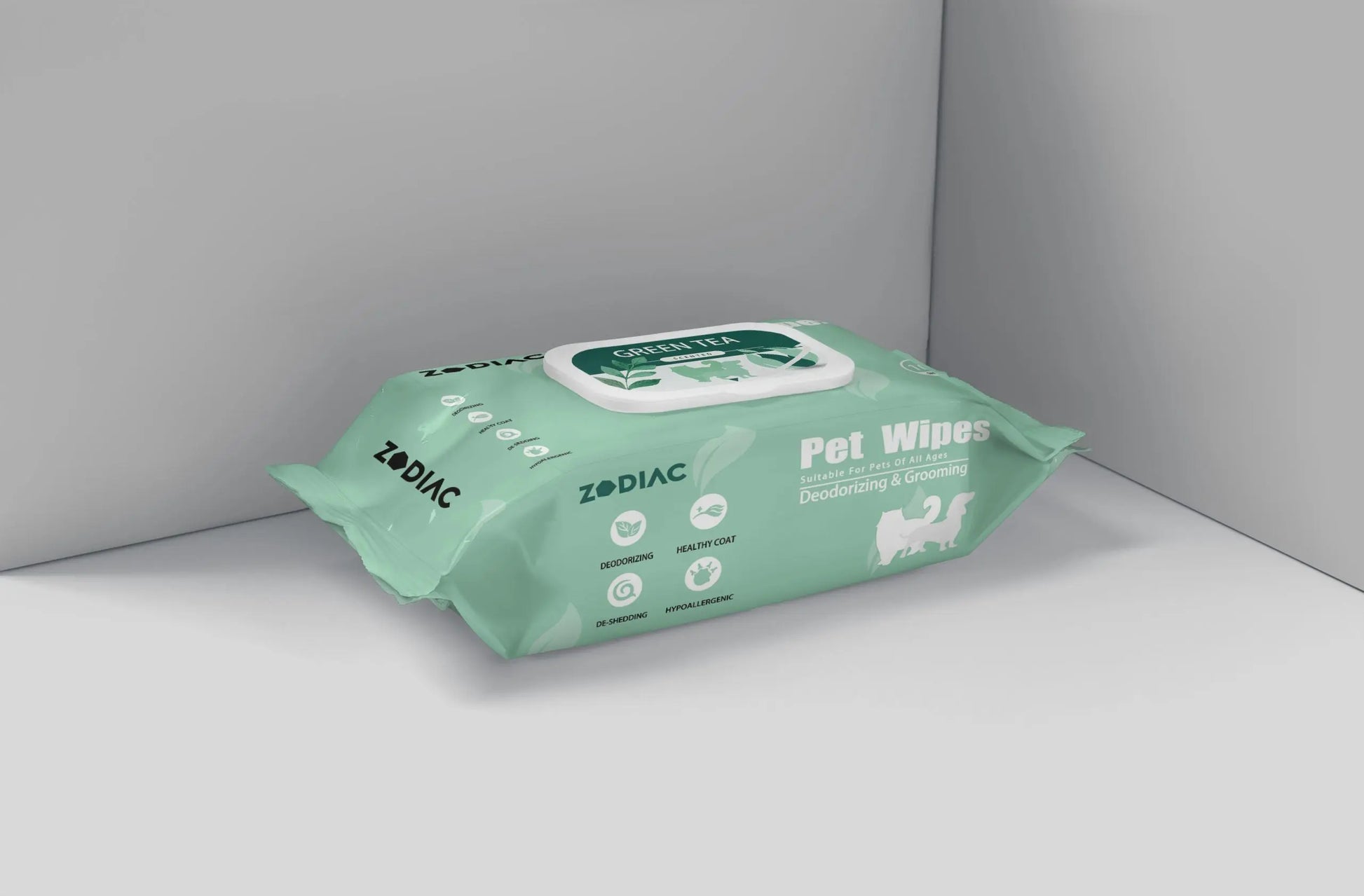 Zodiac Green Tea Pet Wipes: Gentle Cleaning for Cats & Dogs, 100 Count