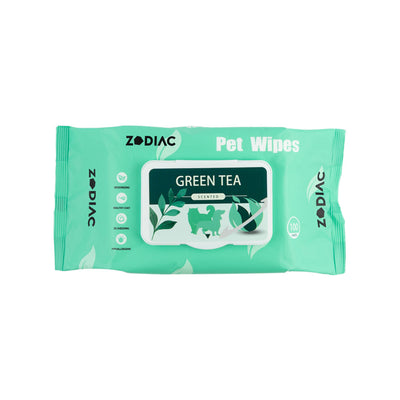 Zodiac Green Tea Pet Wipes: Gentle Cleaning for Cats & Dogs, 100 Count
