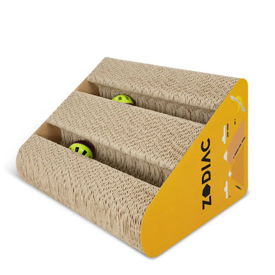 Zodiac Triangle Cat Ball Scratcher: Banana Delight, Durable Corrugated Cardboard, Eco-Friendly