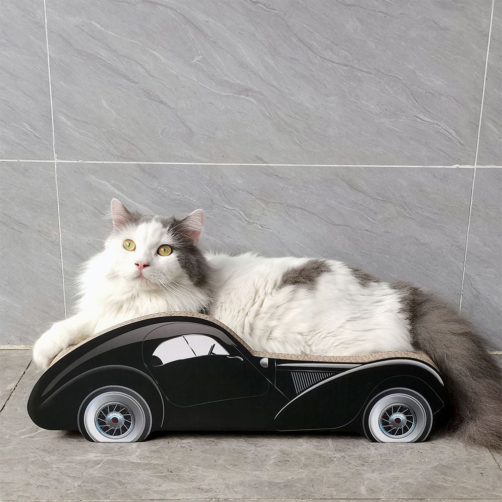 Zodiac Black Car Shaped Cat Scratcher: Fun Corrugated Cardboard Play Area