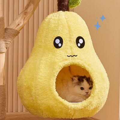 Multi-Level Cat Tree: Pear Hammock, Cozy Cat House, Scratching Posts for Feline Fun