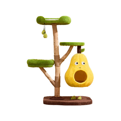 Multi-Level Cat Tree: Pear Hammock, Cozy Cat House, Scratching Posts for Feline Fun