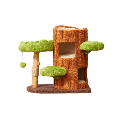 CMisstree Two-Level Tree Hollow Solid Wood Cat Tree for Playful Felines