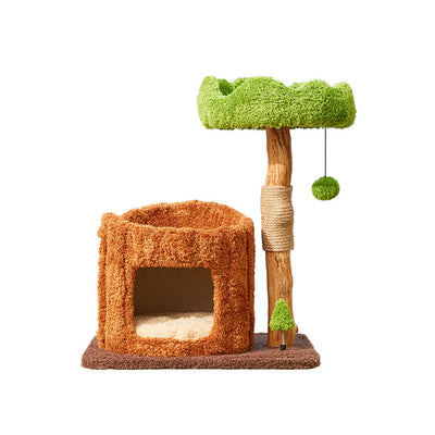 CMISSTREE Single-Level Tree Hollow Solid Wood Cat Tree - Sturdy & Durable