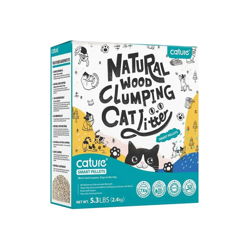 Cature Wood Clumping Cat Litter Smart Pellets, 6L/2.4kg Box, Odour Control
