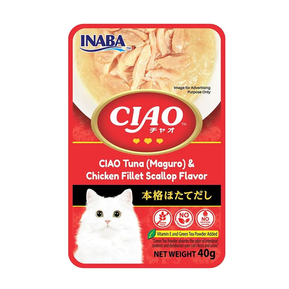 CIAO Creamy Tuna Maguro Chicken Fillet Scallop Flavour Cat Treat IC-201 40g