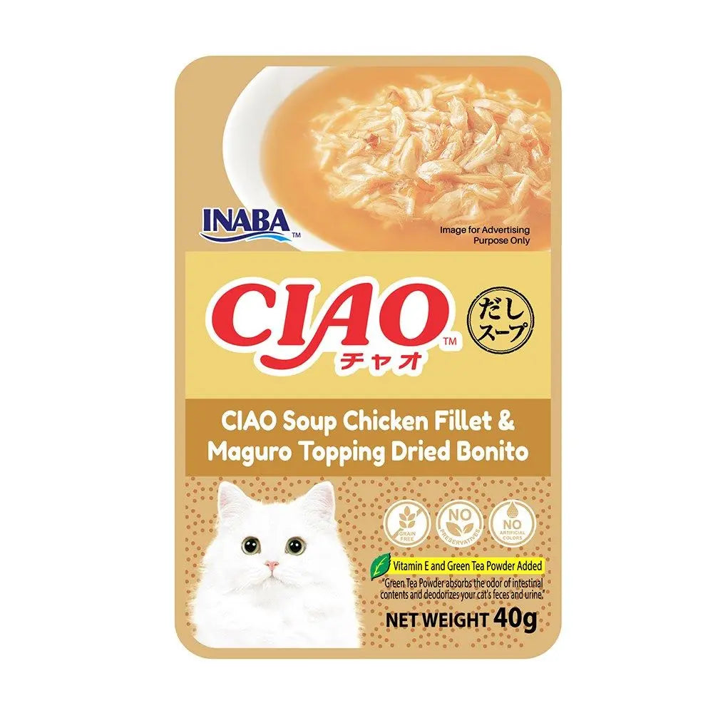 CIAO Soup Chicken Fillet Maguro Topping Dried Bonito Cat Treat 40g