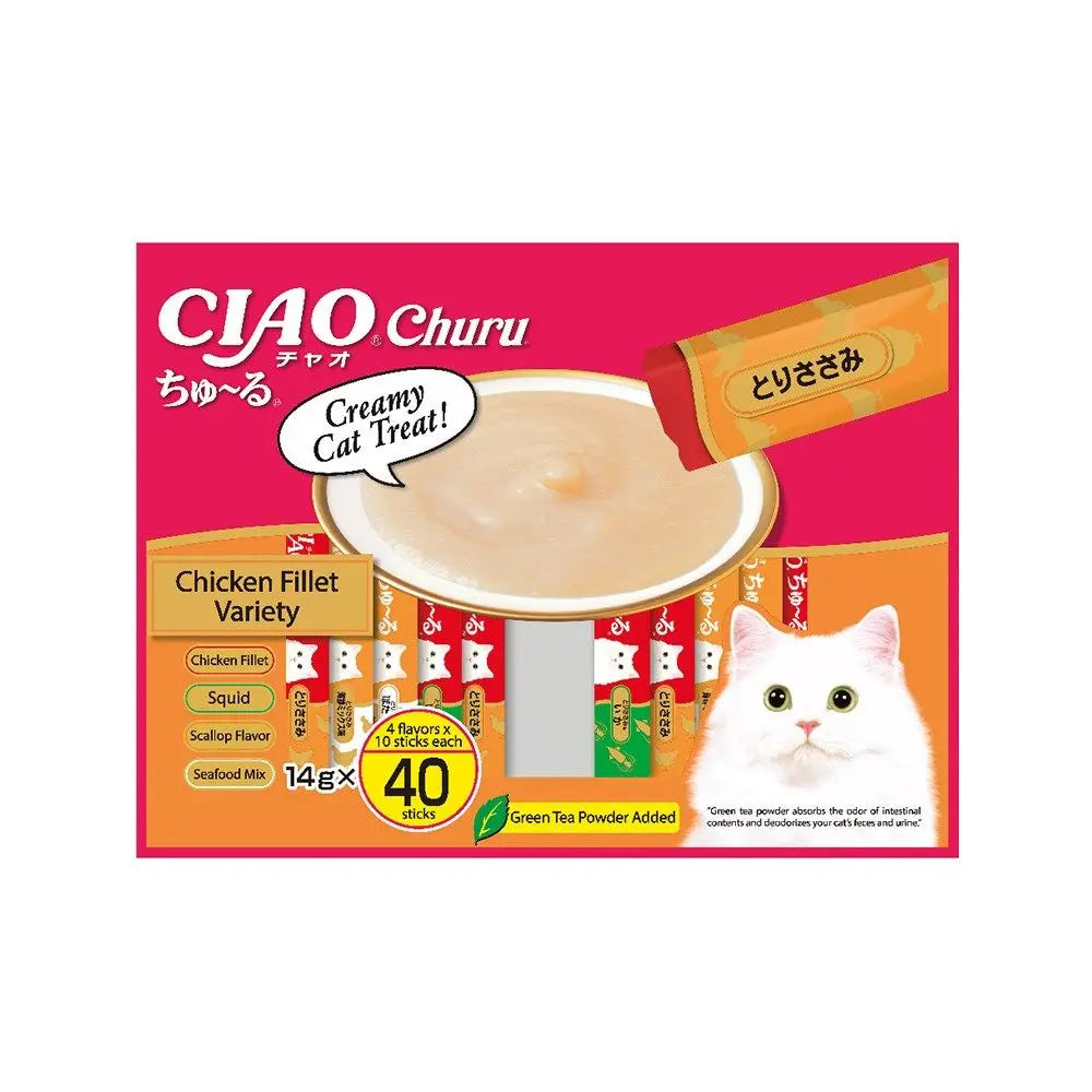 Ciao Churu Chicken Fillet Variety Pack - 40 Gourmet Cat Treats
