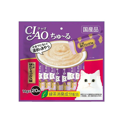 CIAO Churu Tuna Scallop Flavour Cat Treat, Hydrating PurÃƒÆ’Ã‚Â©e, 20-Pack