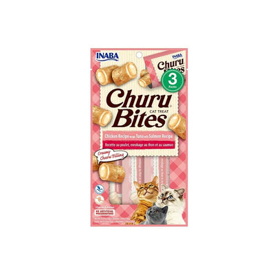 Delicious Inaba Churu Bites Tuna with Salmon, Healthy Soft Chews for Cats