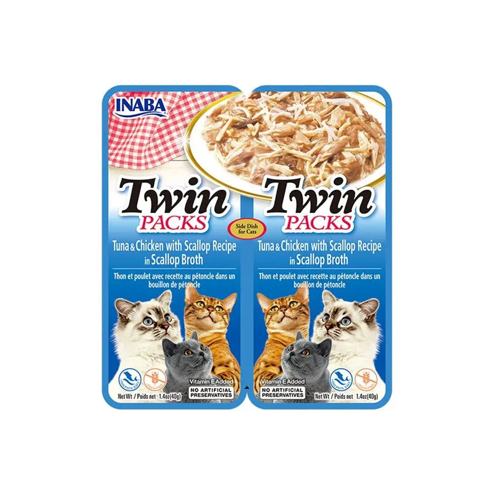 Inaba Twin Packs Tuna with Chicken Scallop Flavoured Broth Cat Treats 40g x 2