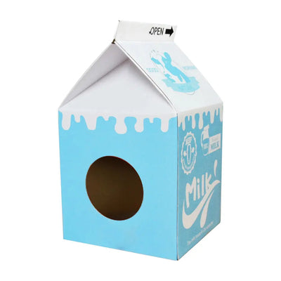 Zodiac Cat Scratcher Milk Box: Blue Cardboard Cosy Hideaway & Play Centre