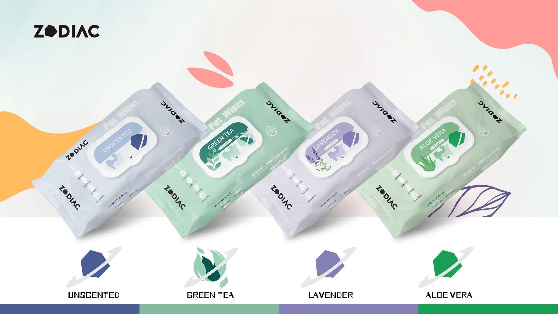 Zodiac Green Tea Pet Wipes: Gentle Cleaning for Cats & Dogs, 100 Count
