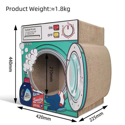 Zodiac Corrugated Cat Scratcher Wash Machine Blue Grey Playful Pet Fun