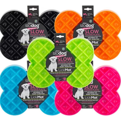 SloDog by Lickimat - Bone-Shaped Slow Food Bowl for Small Dogs Slodog