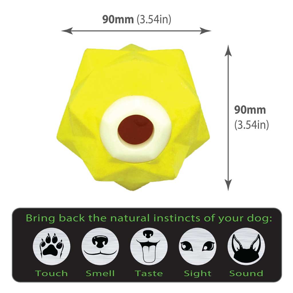 Bright Yellow Monster Treat Ball for Active Dogs